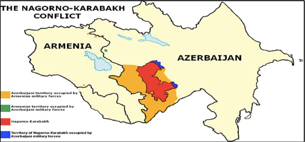 Áreas ocupadas do Azerbaijão e de Nagorno - Karabakh e Armênia