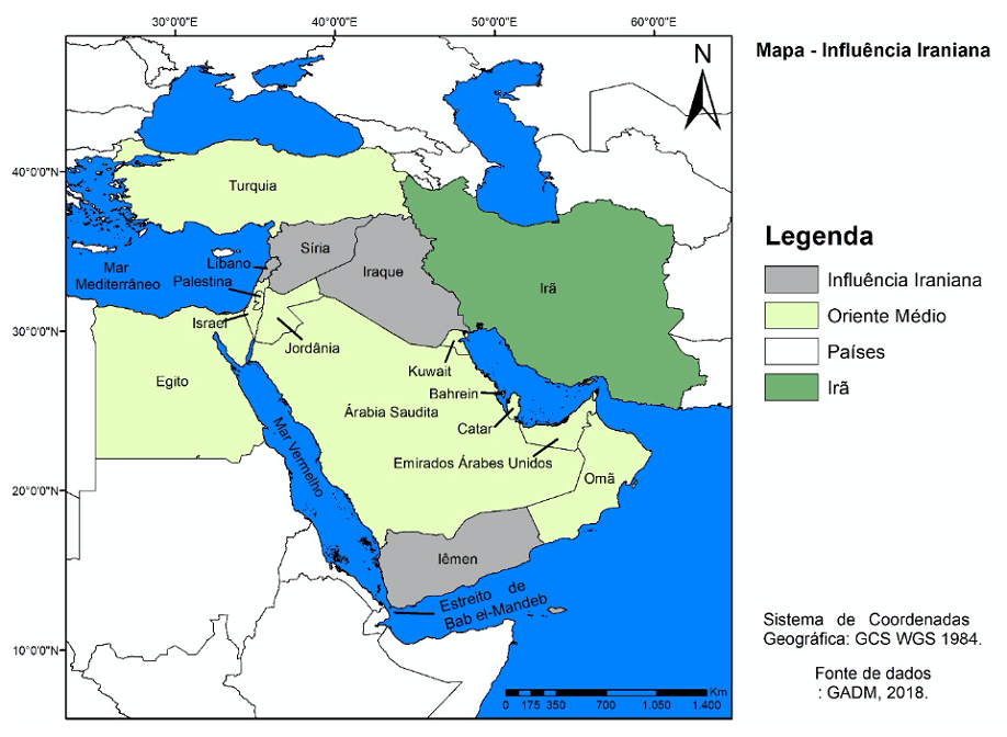Mapa - Irã e sua Influência no Oriente Médio